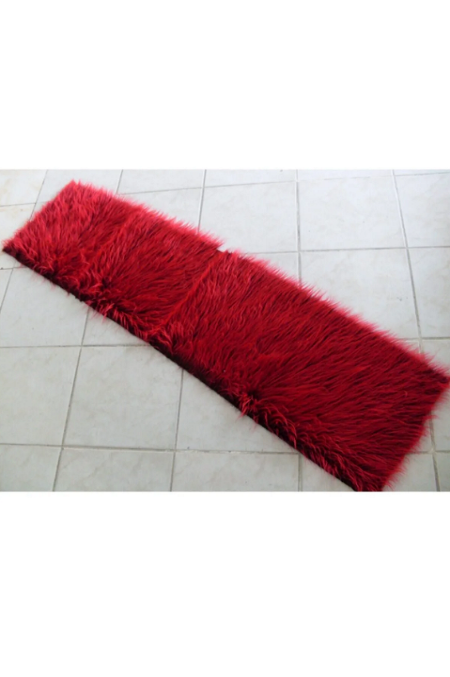 Araç Torpido Üstü Yün Peluş Kırmızı Siyah 150x40 Cm